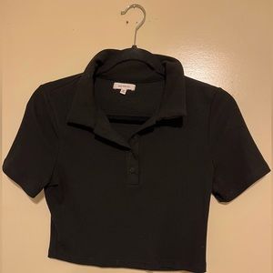 Black cropped button top
